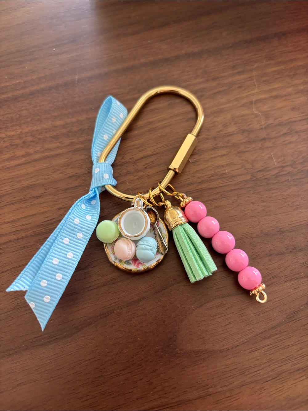 Pastel Bead & Tassel Keychain with Bow
